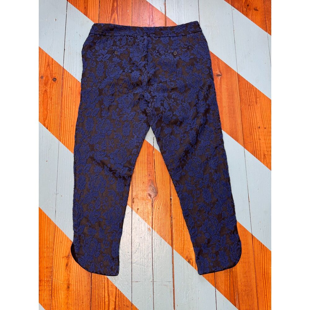 Soft Surroundings Blue Black Floral Jacquard Ankle Pants Petite 12P - Picture 10 of 10